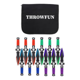 THROWFUN 12/24 Pack 9Cr17 stainless steel- 5.9''(length) 0.1''(thick) , throwing knives set  Full-Tang Throwing Set, with Nylon Sheath for Competition and Recreation Green/Red/Blue/Purple Darts-FB-YF016