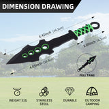 THROWFUN 6 Pack 9Cr17 stainless steel- 6.42''(length) 0.12''(thick) , throwing knives set  Full-Tang Throwing Set, with Nylon Sheath for Competition and Recreation Black Green Darts-FB-YF099-6