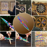 THROWFUN 3/6 Pack 9Cr17 stainless steel- 7.99''(length) 0.12''(thick) , throwing knives set  Full-Tang Throwing Set, with Nylon Sheath for Competition and Recreation Colorful Darts-FB-YF203