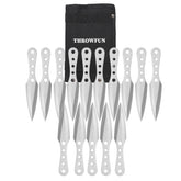 THROWFUN 10/15 Pack 9Cr17 stainless steel- 6.49''(length) 0.09''(thick) , throwing knives set Full-Tang Throwing Set, with Nylon Sheath for Competition and Recreation Silvery Darts-YF021