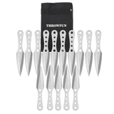 THROWFUN 10/15 Pack 9Cr17 stainless steel- 6.49''(length)  0.09''(thick) , throwing knives set  Full-Tang Throwing Set, with Nylon Sheath for Competition and Recreation Silvery Darts-YF021