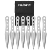 THROWFUN 4/8 Pack 9Cr17 stainless steel- 8.03''(length) 0.12''(thick) , throwing knives set Full-Tang Throwing Set, with Nylon Sheath for Competition and Recreation Silvery Darts-FB-YF018