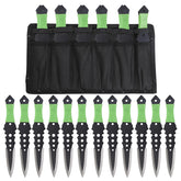 THROWFUN 6/12 Pack 9Cr17 stainless steel- 7.48''(length) 0.12''(thick) , throwing knives set Full-Tang Throwing Set, with Nylon Sheath for Competition and Recreation Green Darts-FB-YF015