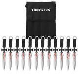 THROWFUN 4/8/12 Pack 9Cr17 stainless steel- 7''(length) 0.09''(thick) , throwing knives set  Full-Tang Throwing Set, with Nylon Sheath for Competition and Recreation Multicolor Darts-YF024