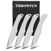 THROWFUN 4 Pack 9Cr17 stainless steel- 9.96''(length) 0.19''(thick) , throwing knives set Full-Tang Throwing Set, with Nylon Sheath for Competition and Recreation Silvery Darts-FB-YF010-4