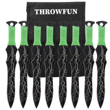 THROWFUN 4/8 Pack 9Cr17 stainless steel- 7.99''(length) 0.12''(thick) , throwing knives set  Full-Tang Throwing Set, with Nylon Sheath for Competition and Recreation Green Darts-FB-YF011