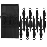 THROWFUN 4/8 Pack 9Cr17 stainless steel- 7.48''(length) 0.09''(thick) , throwing knives set  Full-Tang Throwing Set, with Nylon Sheath for Competition and Recreation Black Darts-YF022