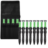 THROWFUN 4/8 Pack 9Cr17 stainless steel- 7.99''(length) 0.12''(thick) , throwing knives set  Full-Tang Throwing Set, with Nylon Sheath for Competition and Recreation Green Darts-FB-YF011
