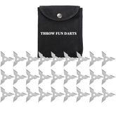 THROWFUN 9/18/27 Pack 9Cr17 stainless steel- 3.14''(length) 0.1''(thick) , throwing knives set Full-Tang Throwing Set, with Nylon Sheath for Competition and Recreation Silvery Cross Hollow Darts-FB-YF163-3