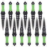THROWFUN 6/12 Pack 9Cr17 stainless steel- 7.48''(length) 0.12''(thick) , throwing knives set  Full-Tang Throwing Set, with Nylon Sheath for Competition and Recreation Green Darts-FB-YF015
