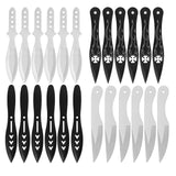 THROWFUN 12/24 Pack 9Cr17 stainless steel- 6.06''/5.51''/5.47''(length) 0.1''(thick) , throwing knives set  Full-Tang Throwing Set, with Nylon Sheath for Competition and Recreation Black/Silvery Darts-FB-YF017
