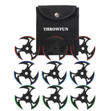 THROWFUN 3/6/9 Pack 9Cr17 stainless steel- 3.54''(length) 0.1''(thick) , throwing knives set  Full-Tang Throwing Set, with Nylon Sheath for Competition and Recreation Red/Green/Blue/Black Hollow Darts-FB-YF013