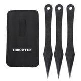 THROWFUN 3 Pack 9Cr17 stainless steel- 9.44''(length) 0.23''(thick) , throwing knives set  Full-Tang Throwing Set, with Nylon Sheath for Competition and Recreation Black Darts-FB-YF033-3S