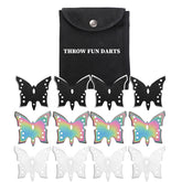 THROWFUN 6/12 Pack 9Cr17 stainless steel- 3.07''(length) 0.1''(thick) , throwing knives set Full-Tang Throwing Set, with Nylon Sheath for Competition and Recreation Butterfly shape Hollow Darts-FB-YFO8T