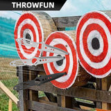 THROWFUN 6/12 Pack 9Cr17 stainless steel- 7.95''(length) 0.11''(thick) , throwing knives set  Full-Tang Throwing Set, with Nylon Sheath for Competition and Recreation Black/Silvery Darts-FB-YF028