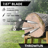 THROWFUN 4/8 Pack 9Cr17 stainless steel- 7.87''(length) 0.19''(thick) , throwing knives set  Full-Tang Throwing Set, with Nylon Sheath for Competition and Recreation  Silvery Darts-FB-YF031