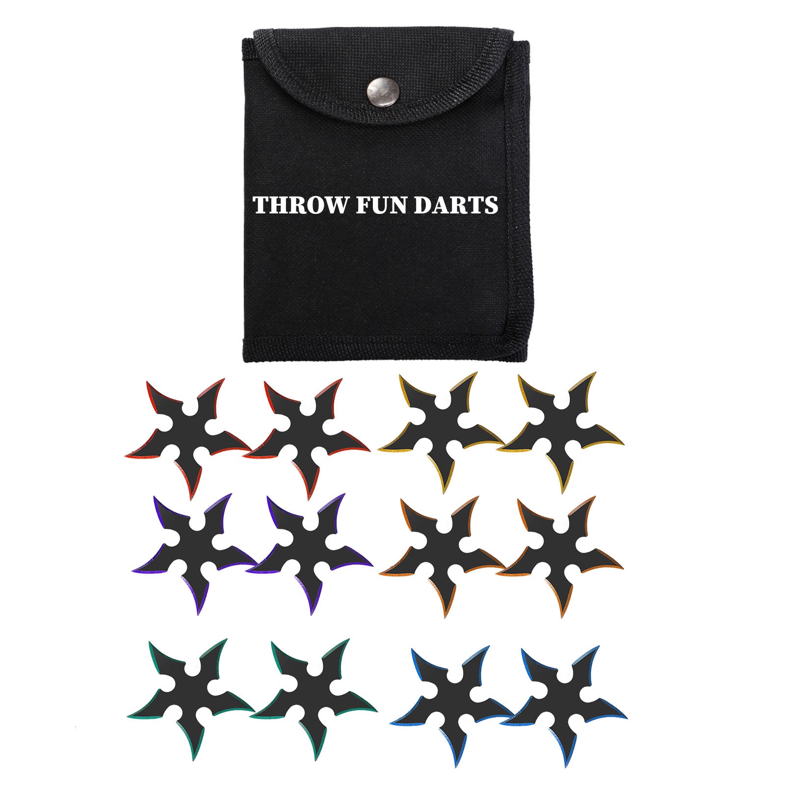 THROWFUN 6/12/18 Pack 9Cr17 stainless steel - 3.74''(length) 0.1''(thick) , throwing knives set  Full-Tang Throwing Set, with Nylon Sheath for Competition and Recreation Multiple colors Darts-FB-YF204A