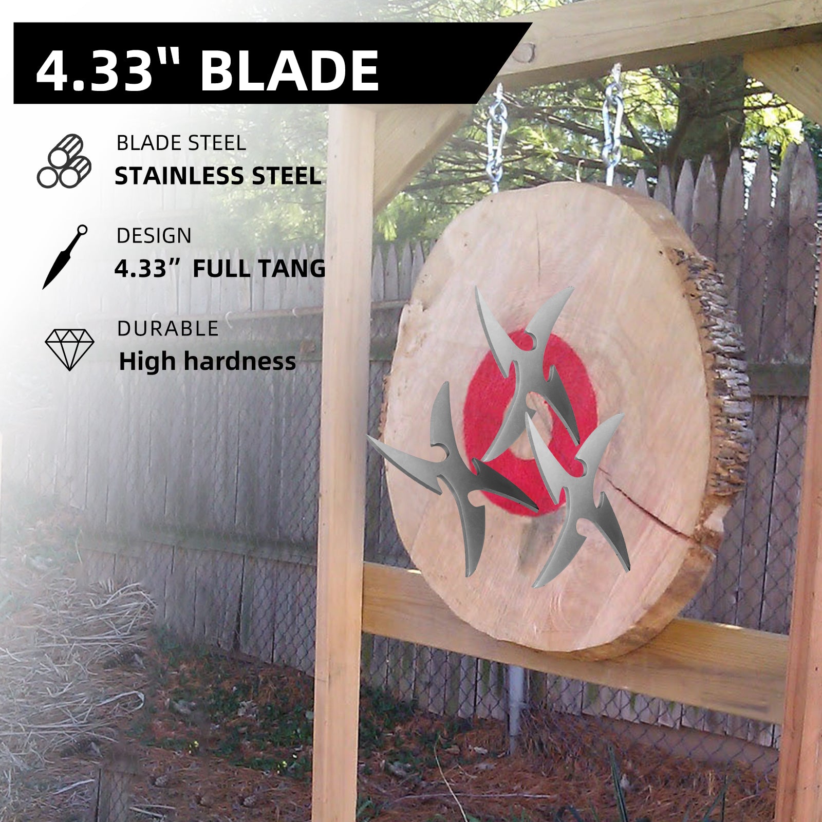 THROWFUN 6/12/21 Pack 9Cr17 stainless steel - 4.33''(length) 0.1''(thick) , throwing knives set  Full-Tang Throwing Set, with Nylon Sheath for Competition and Recreation Silvery Star Darts-FB-YF196
