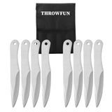 THROWFUN 4/8 Pack 9Cr17 stainless steel- 9.44''(length) 0.19''(thick) , throwing knives set  Full-Tang Throwing Set, with Nylon Sheath for Competition and Recreation Silvery Darts-FB-YF032