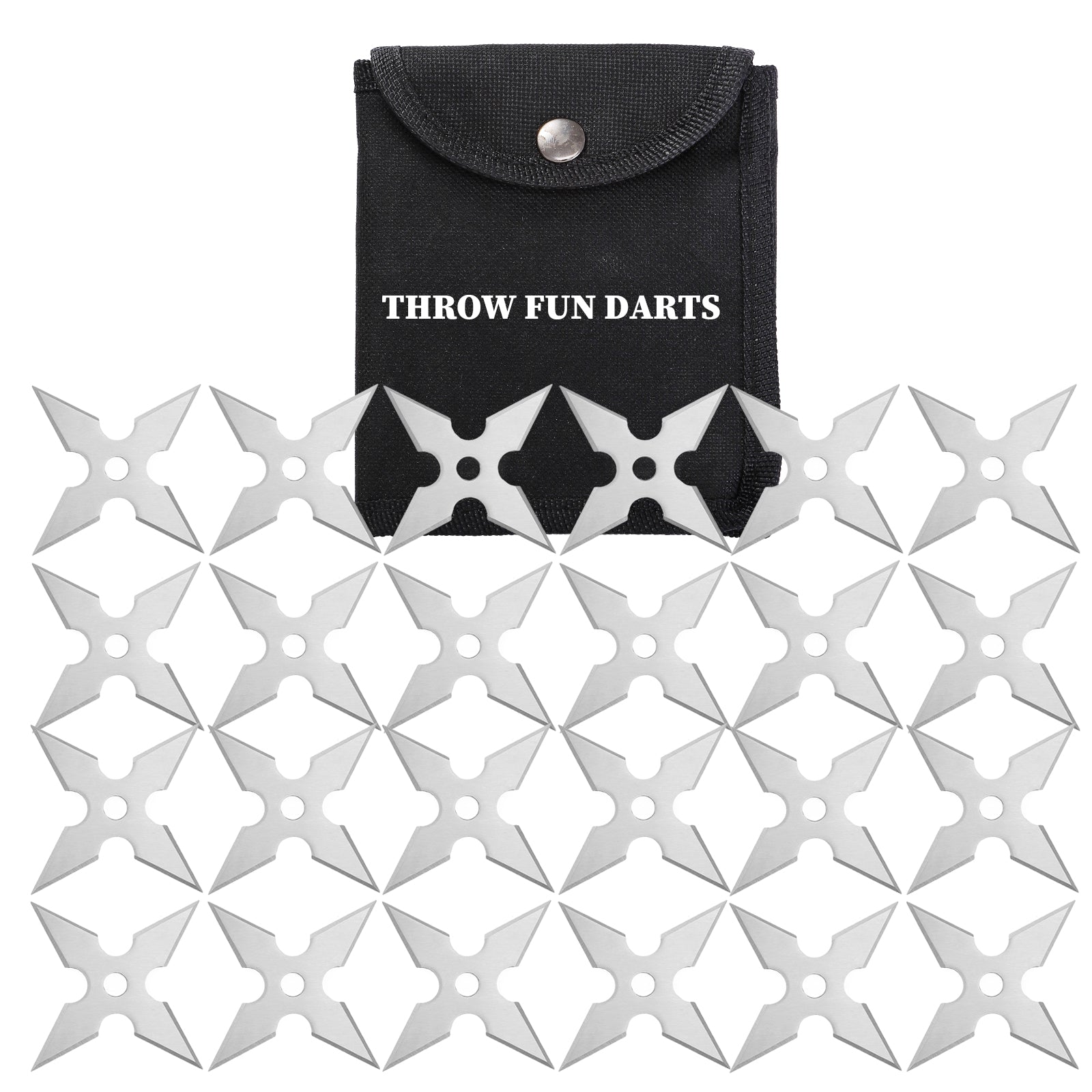 THROWFUN 6/12/24 Pack 9Cr17 stainless steel- 3.93''(length) 0.1''(thick) , throwing knives set  Full-Tang Throwing Set, with Nylon Sheath for Competition and Recreation Silvery Cross Hollow Darts-FB-YF164-3