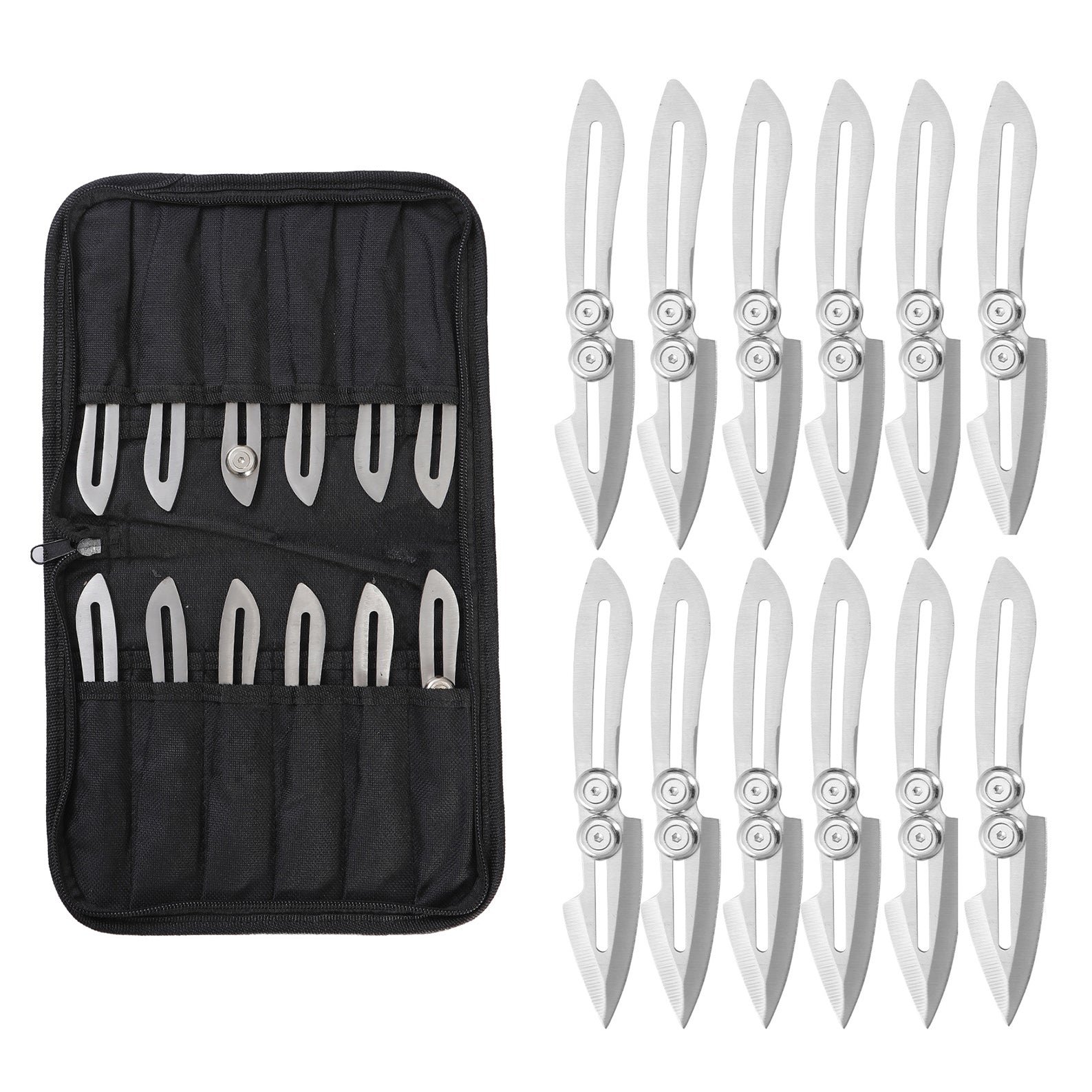 THROWFUN 6/12 Pack 9Cr17 stainless steel- 6.02''(length) 0.09''(thick) , throwing knives set  Full-Tang Throwing Set, with Nylon Sheath for Competition and Recreation Silvery Darts-YF029