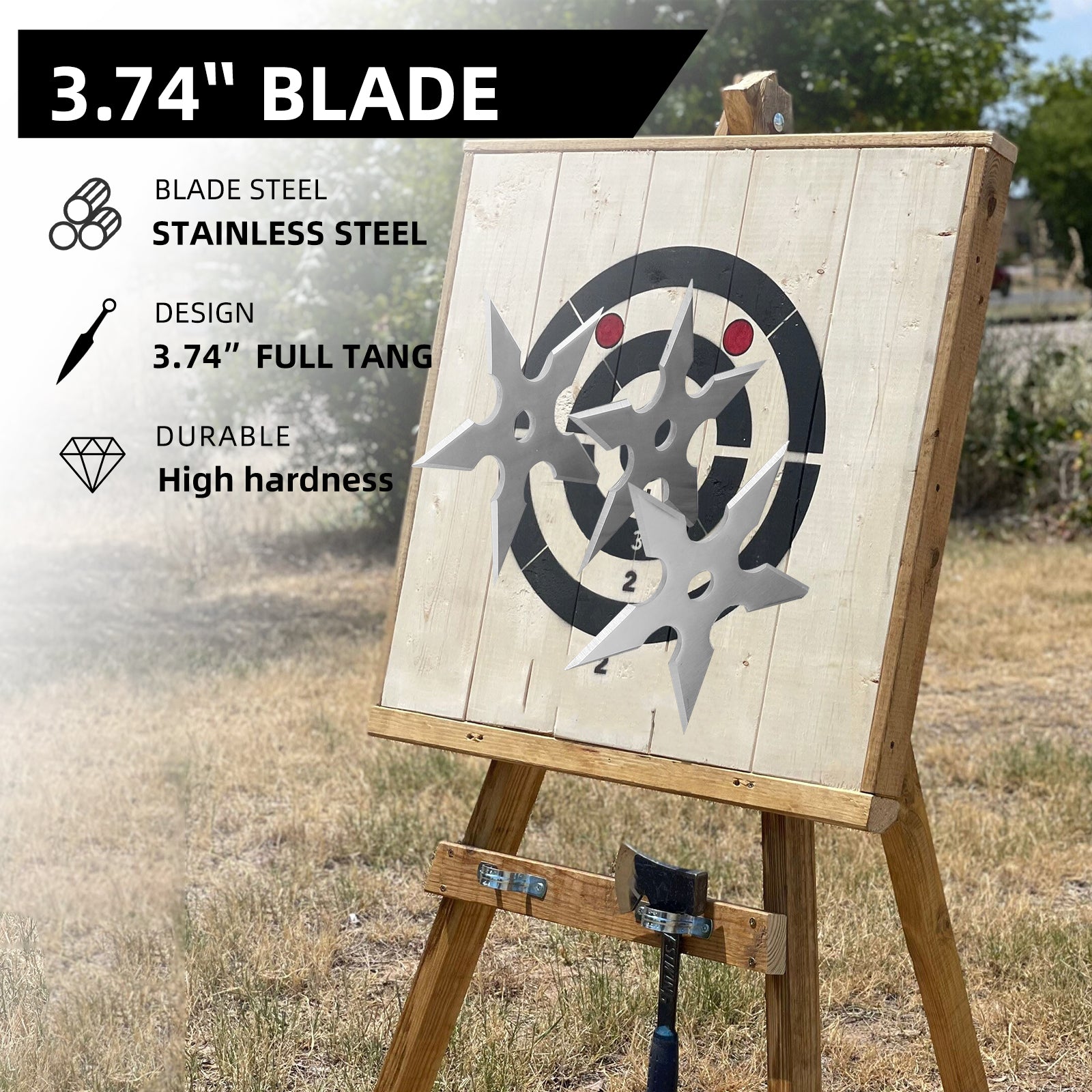 THROWFUN 6/12/21 Pack 9 Cr17 stainless steel - 3.74''(length) 0.1''(thick) , throwing knives set  Full-Tang Throwing Set, with Nylon Sheath for Competition and Recreation Silvery Cross Hollow Darts-FB-YF201