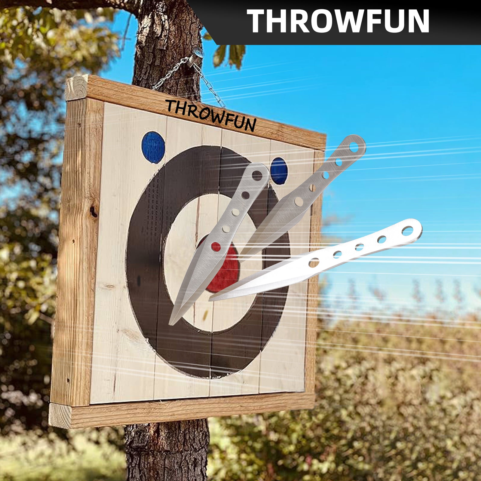 THROWFUN 4/8 Pack 9Cr17 stainless steel- 8.03''(length) 0.12''(thick) , throwing knives set  Full-Tang Throwing Set, with Nylon Sheath for Competition and Recreation Silvery Darts-FB-YF018