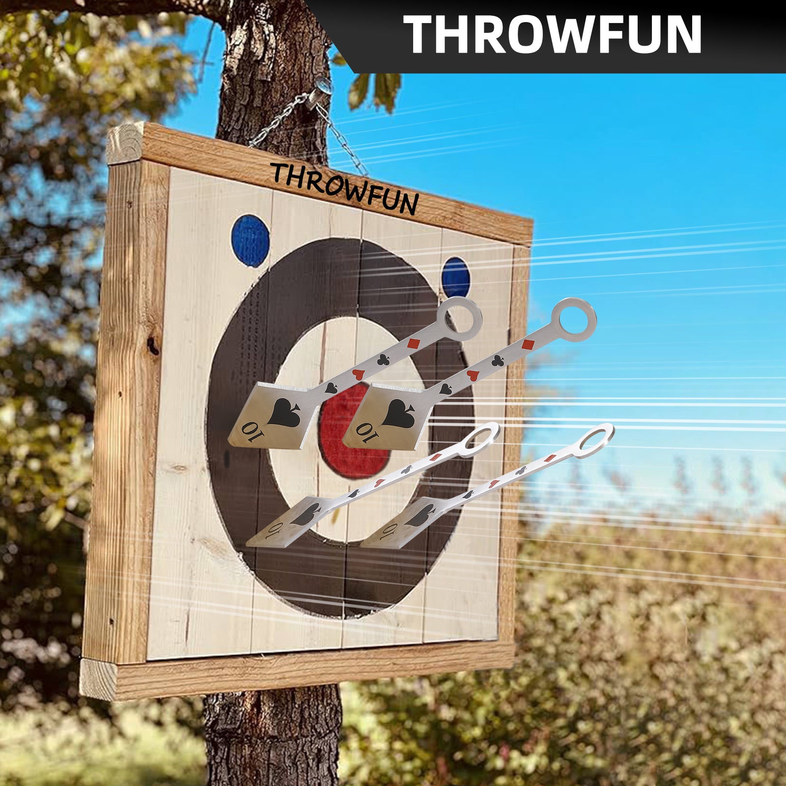 THROWFUN 5/10 Pack 9Cr17 stainless steel- 7.48''(length) 0.1''(thick) , throwing knives set  Full-Tang Throwing Set, with Nylon Sheath for Competition and Recreation Silvery Darts-FB-YF019
