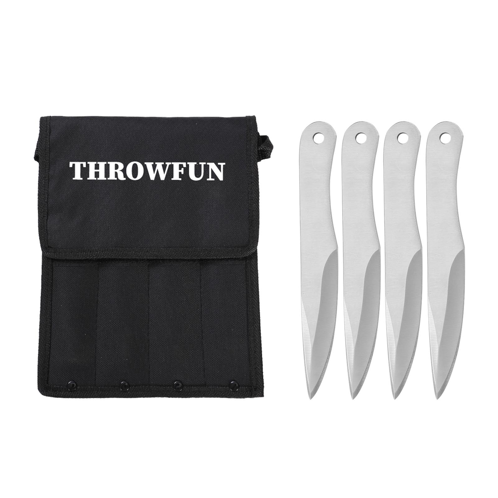 THROWFUN 4/8 Pack 9Cr17 stainless steel- 9.44''(length) 0.19''(thick) , throwing knives set  Full-Tang Throwing Set, with Nylon Sheath for Competition and Recreation Silvery Darts-FB-YF032