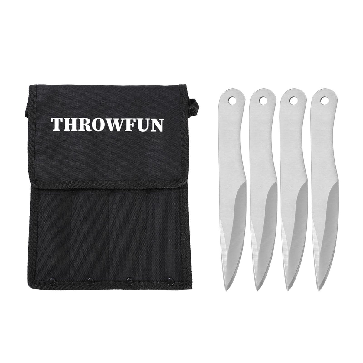 THROWFUN 4/8 Pack 9Cr17 stainless steel- 9.44''(length) 0.19''(thick) , throwing knives set  Full-Tang Throwing Set, with Nylon Sheath for Competition and Recreation Silvery Darts-FB-YF032