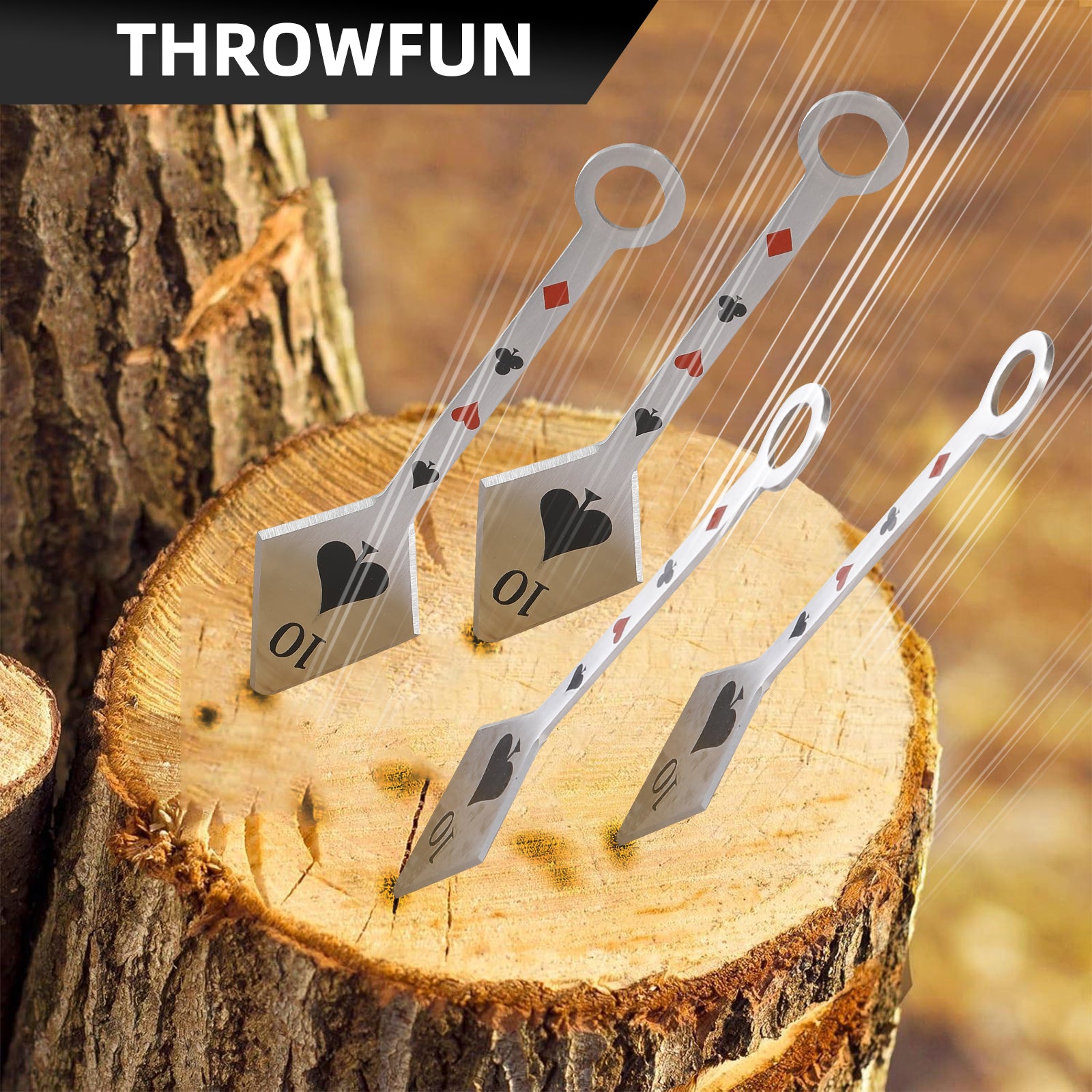 THROWFUN 5/10 Pack 9Cr17 stainless steel- 7.48''(length) 0.1''(thick) , throwing knives set  Full-Tang Throwing Set, with Nylon Sheath for Competition and Recreation Silvery Darts-FB-YF019
