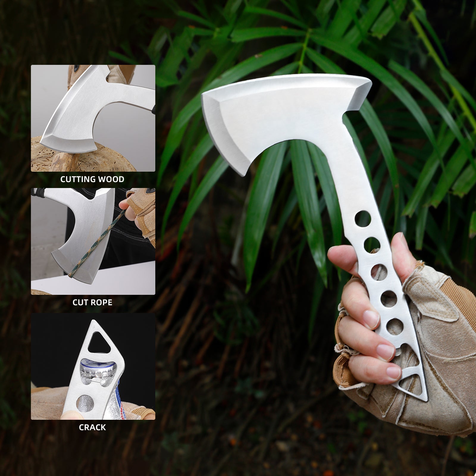 THROWFUN 3 Pack 9Cr17 stainless steel- 10.04''(length) 0.12''(thick) , Axe set  Full-Tang Throwing Set, with Nylon Sheath for Competition and Recreation Silvery-FT112