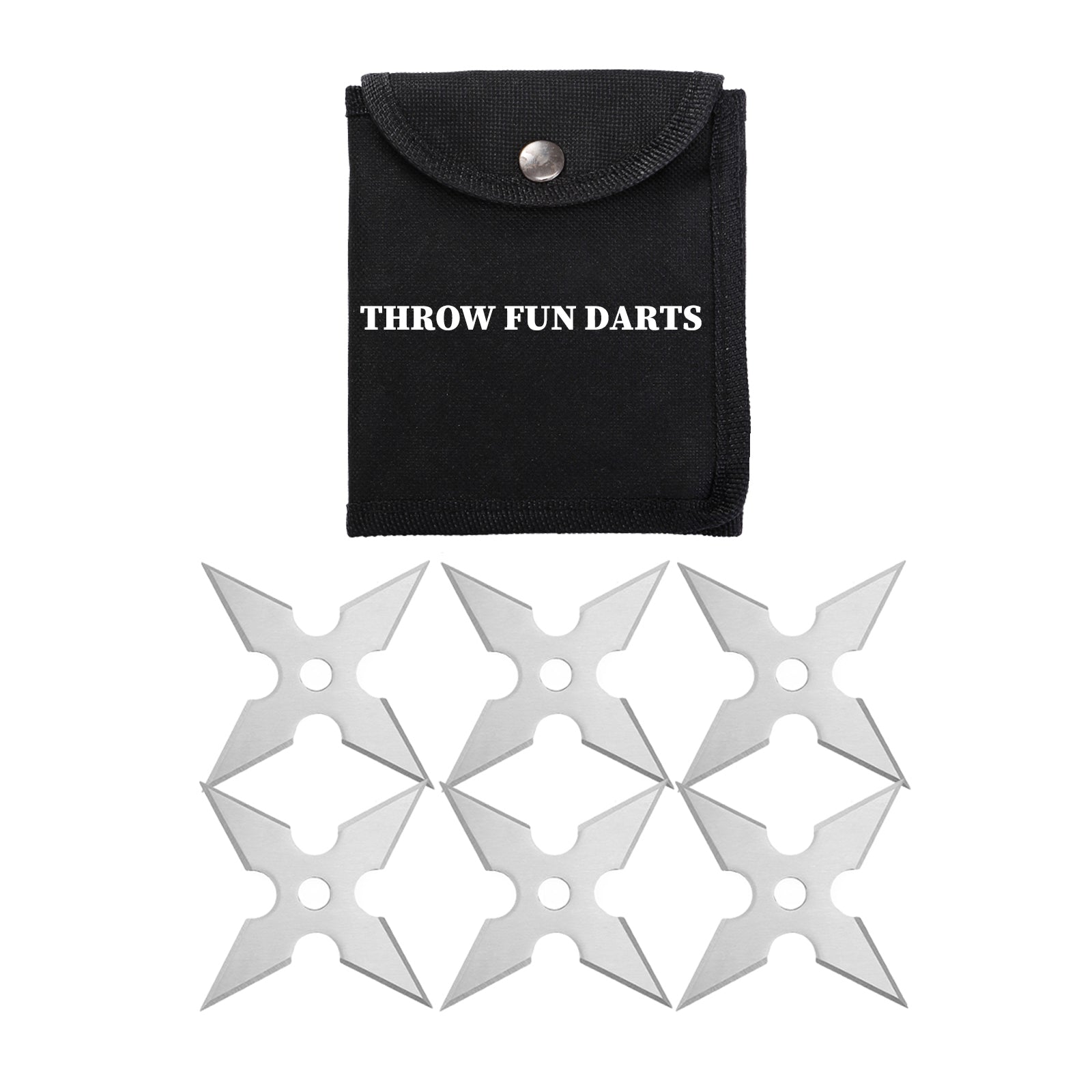 THROWFUN 6/12/24 Pack 9Cr17 stainless steel- 3.93''(length) 0.1''(thick) , throwing knives set  Full-Tang Throwing Set, with Nylon Sheath for Competition and Recreation Silvery Cross Hollow Darts-FB-YF164-3