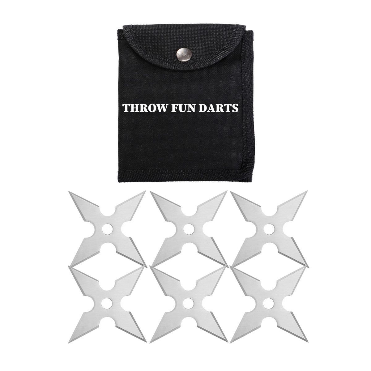 THROWFUN 6/12/24 Pack 9Cr17 stainless steel- 3.93''(length) 0.1''(thick) , throwing knives set  Full-Tang Throwing Set, with Nylon Sheath for Competition and Recreation Silvery Cross Hollow Darts-FB-YF164-3