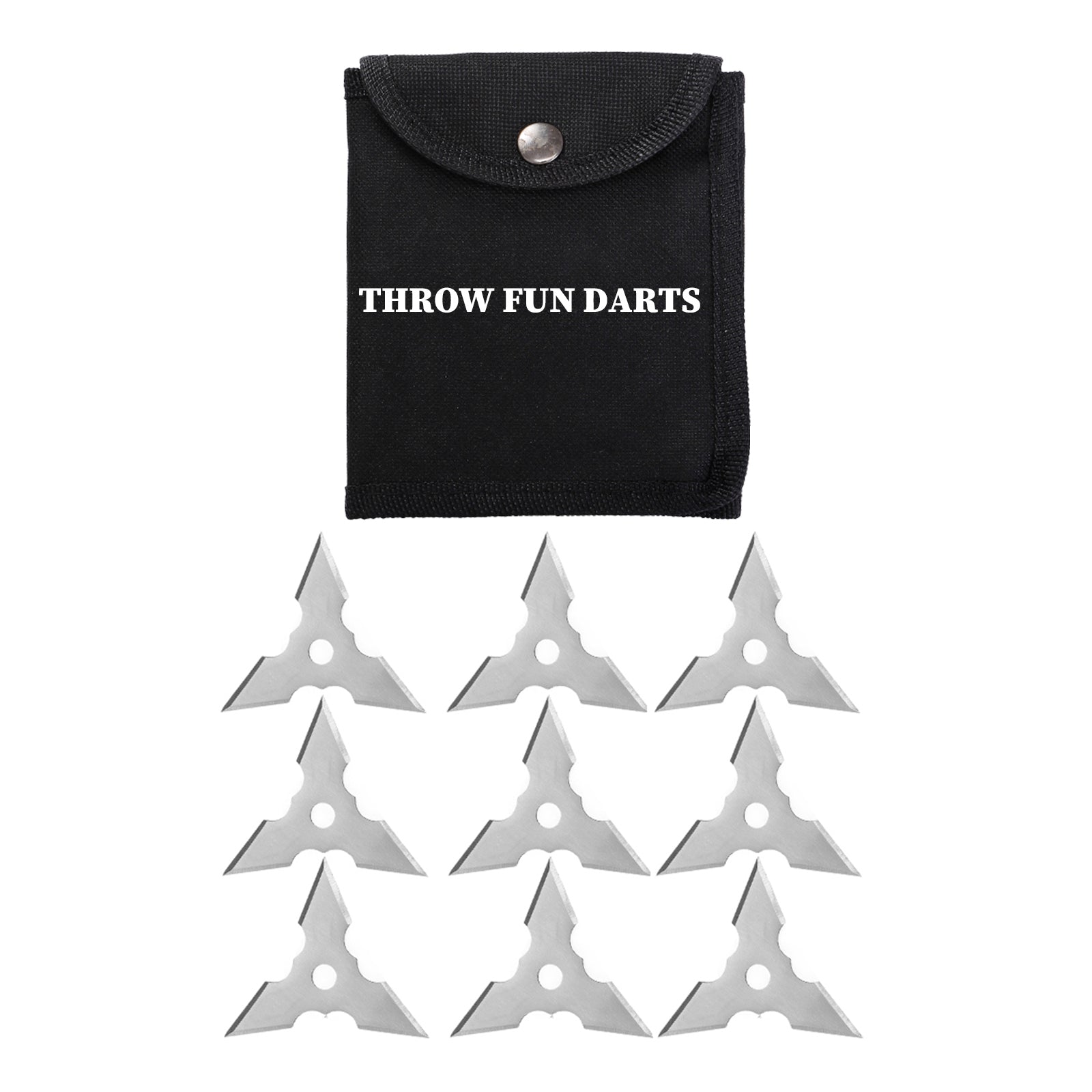 THROWFUN 9/18/27 Pack 9Cr17 stainless steel- 3.14''(length) 0.1''(thick) , throwing knives set  Full-Tang Throwing Set, with Nylon Sheath for Competition and Recreation Silvery Cross Hollow Darts-FB-YF163-3