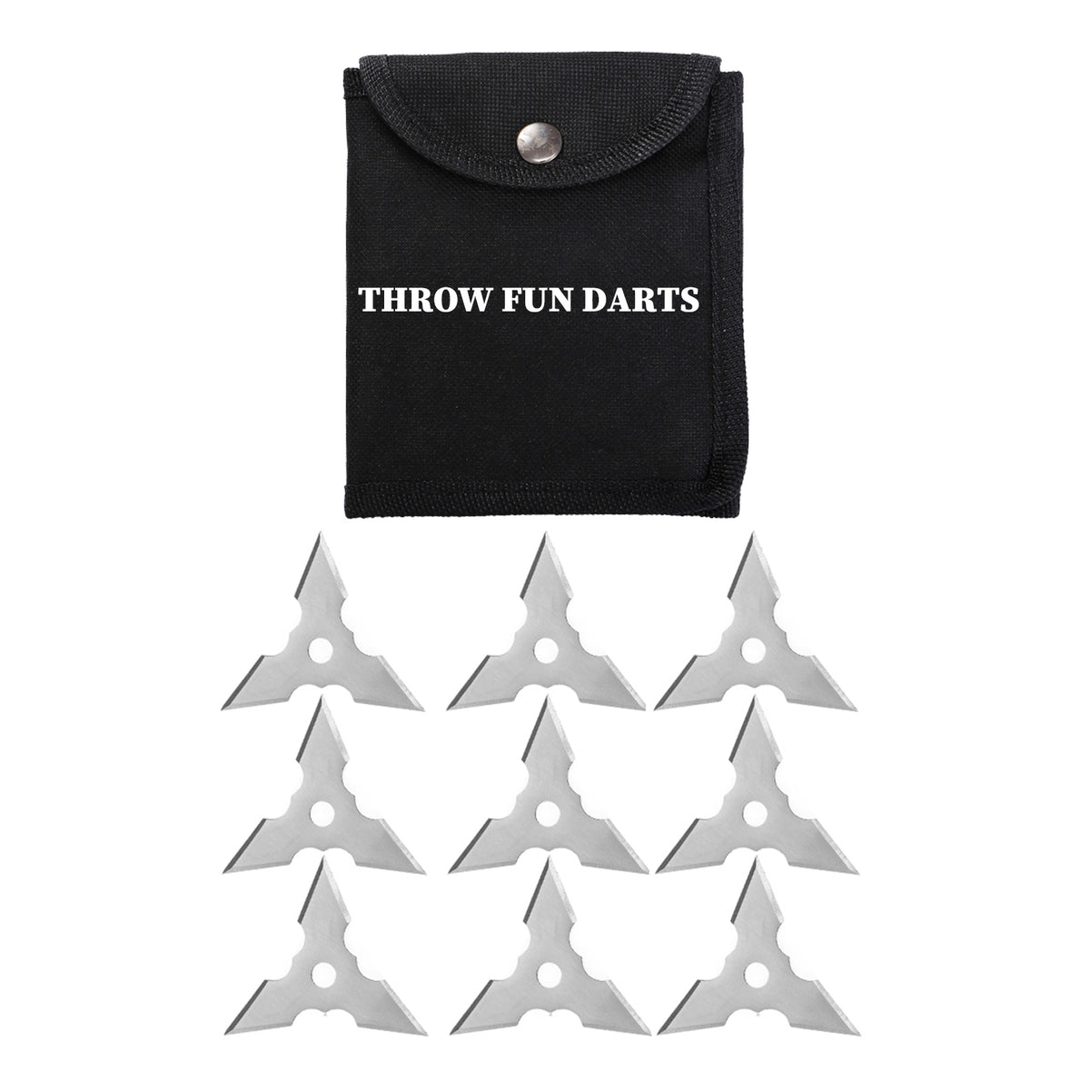 THROWFUN 9/18/27 Pack 9Cr17 stainless steel- 3.14''(length) 0.1''(thick) , throwing knives set  Full-Tang Throwing Set, with Nylon Sheath for Competition and Recreation Silvery Cross Hollow Darts-FB-YF163-3