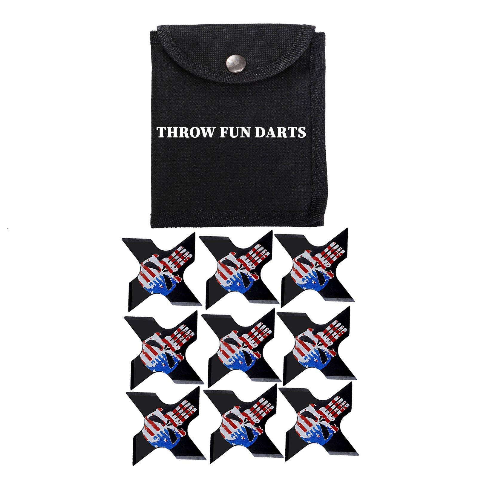 THROWFUN 9/18 Pack 9Cr17 Stainless steel- 3.85''(length) 0.1''(thick) , throwing knives set  Full-Tang Throwing Set, with Nylon Sheath for Competition and Recreation Multicolor Cross Darts-FB-YF206A