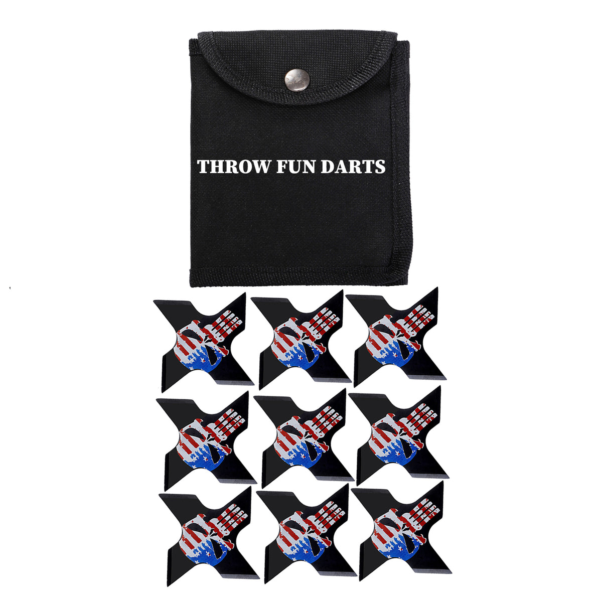 THROWFUN 9/18 Pack 9Cr17 Stainless steel- 3.85''(length) 0.1''(thick) , throwing knives set  Full-Tang Throwing Set, with Nylon Sheath for Competition and Recreation Multicolor Cross Darts-FB-YF206A