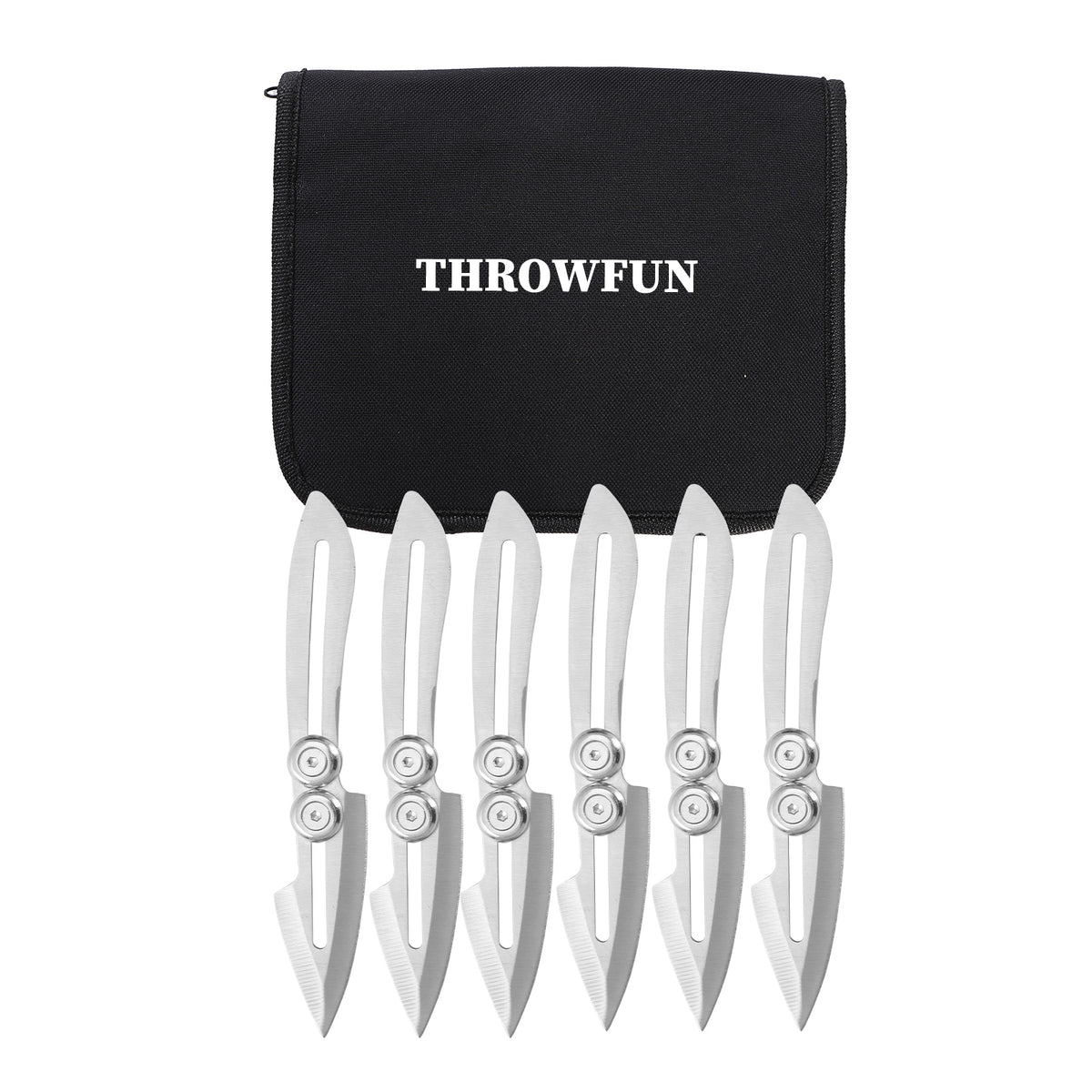 THROWFUN 6/12 Pack 9Cr17 stainless steel- 6.02''(length) 0.09''(thick) , throwing knives set  Full-Tang Throwing Set, with Nylon Sheath for Competition and Recreation Silvery Darts-YF029
